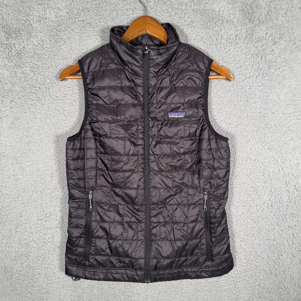 Patagonia Nano Puff Vest Puffer Black Embroidered 84247 Womens Small